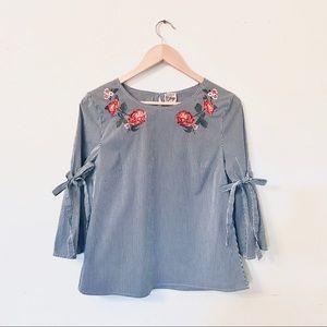 Como Vintage - Bell Sleeved Striped Top